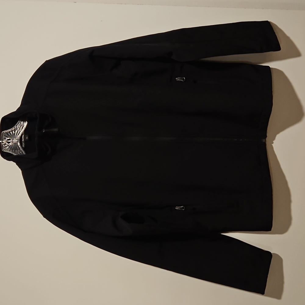 Port Authority fleece soft rain jacket Black Lg. zipper pockets Hiking Athletic
